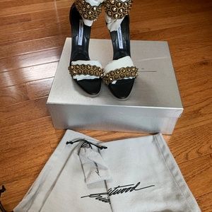 NIB Brian Atwood Abel Studded Ankle Cuff Napa Leather Sandals sz 39